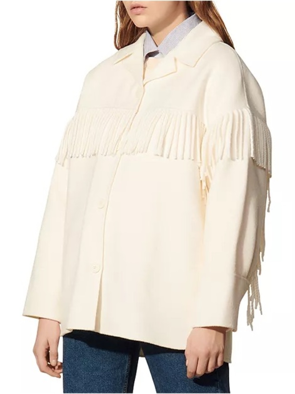 Sandro Brandon Oversized Fringed Jacket